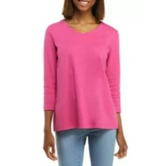 Kim Rogers Tops - Kim Rogers Women's Pink 3/4 Sleeve Top (L)